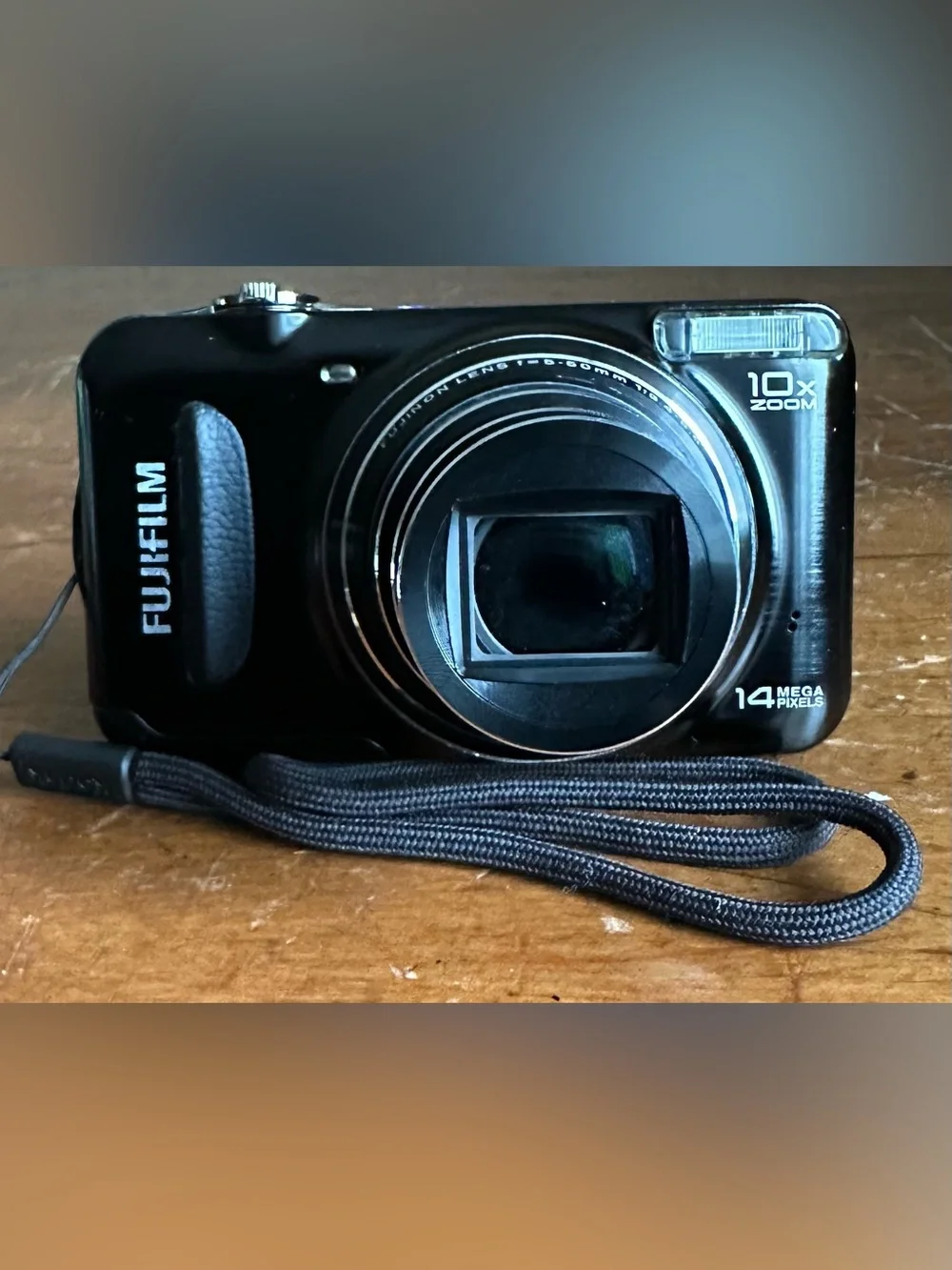 Fujifilm Black Compact Point-and-Shoot Camera with Wrist Strap